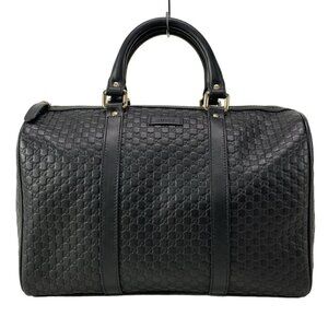 Gucci Black Embossed Leather Boston Bag